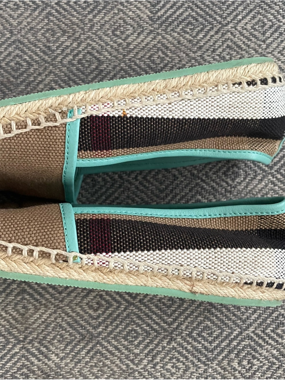 Burberry Youth Striped Canvas Espadrilles Turquoise size 32/youth 1 - Picture 4 of 5